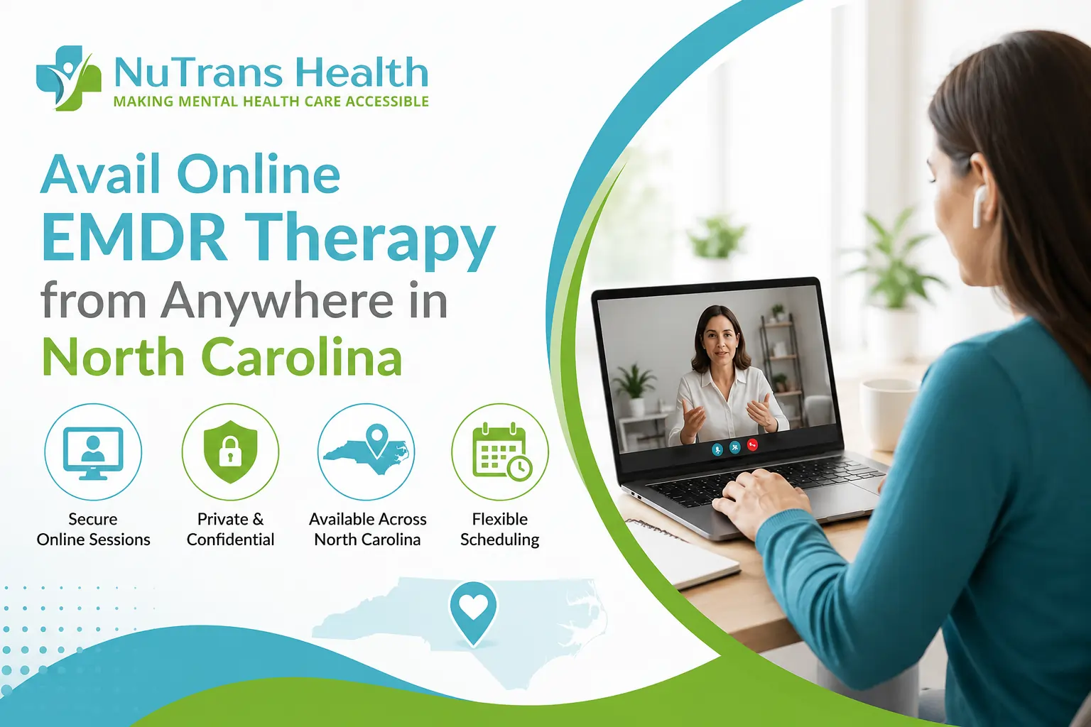 Avail online EMDR therapy from anywhere in North Carolina