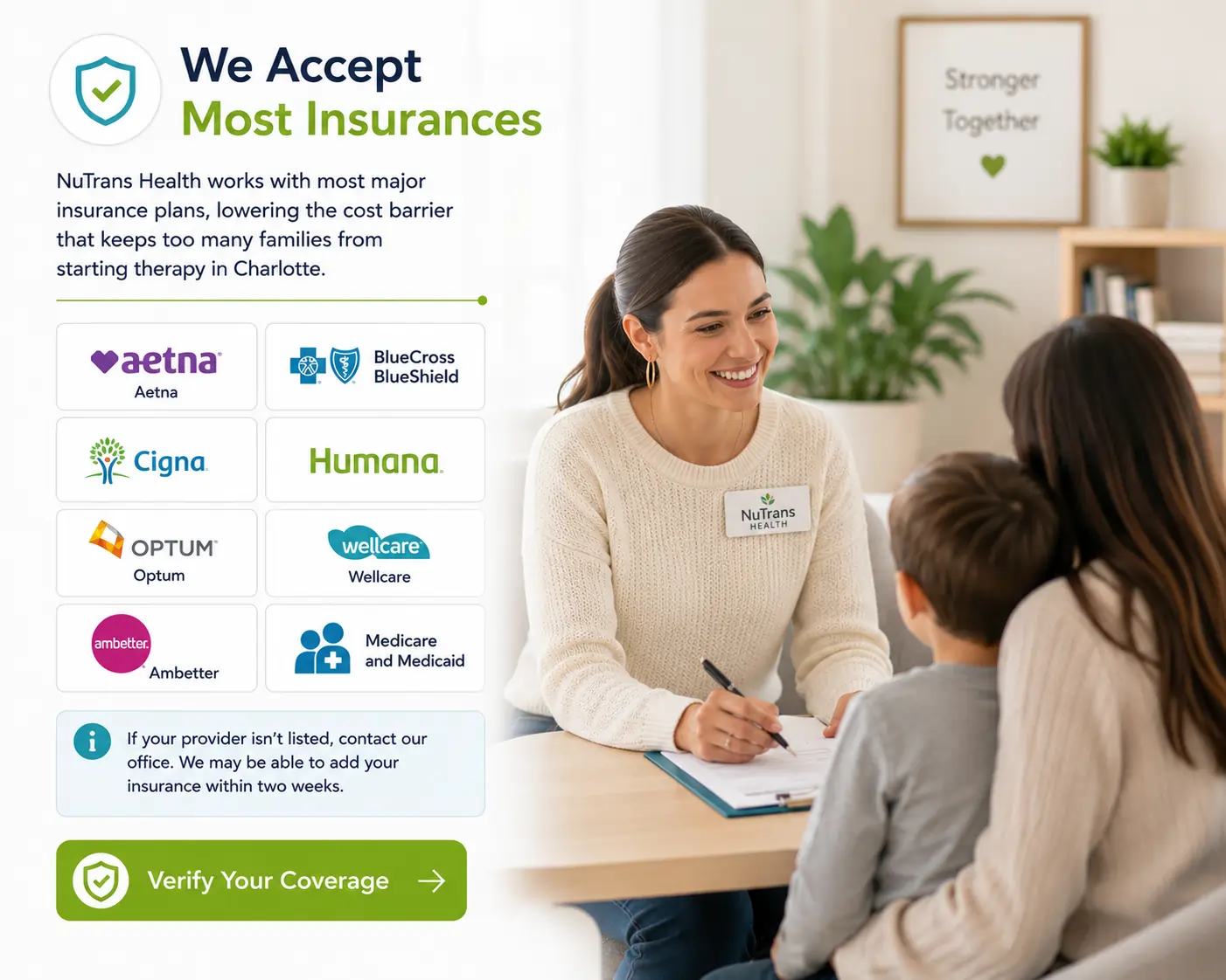 Insurance plans accepted for family therapy in Charlotte